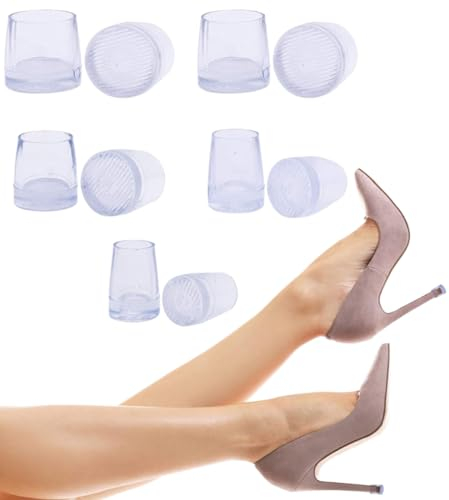 NTRUXZP Absatzschoner High Heels,5 Paar Transparente Gummi Bodenkappen Schoner Abdeckungen High Heels Reparatur Ersatz Einlagen Kappen Spitzen Schutz Frauen Schuhe Stiefel für Hochzeit Gras