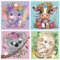 Aapxi 4er pack diamond painting kinder Diamond Painting Tiere Kuh Elefant - Diamond Painting Klein bilder - Basteln Mädchen 6 7 8 9 10 11 12 Jahre- Geschenk Mädchen Junge Bastelset Kinder Ab 6 Jahre