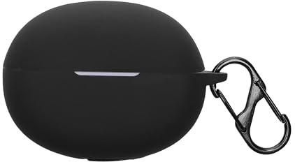 kwmobile Schutzhülle für Realme Buds Air 6 Hülle - TPU Silikon Case für Kopfhörer Ladecase - stoßfestes Cover mit Karabiner - Schwarz