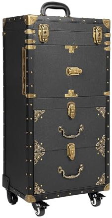 Kosmetikkoffer Trolley, Friseurwagen, Kosmetik Badregal Arbeitswagen Rollwagen, 4 Ebenen Salon Gepäck Reise, 9 * 25.5 * 82cm, Veranstalter Werkzeug Box Mit Haartrockner Halter, Einem Tragegriff