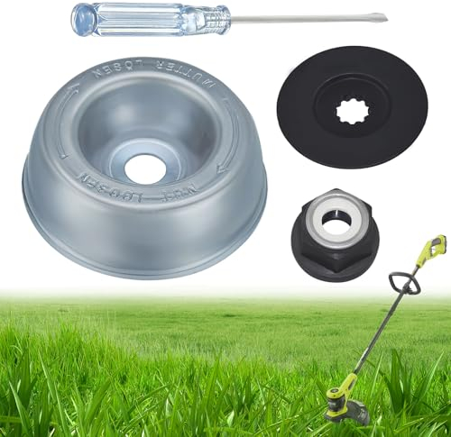 JAMSSOW 4 unidades de adaptador de cuchilla para cortacésped Stihl para desbrozadora Stihl, disco de empuje, placa Rider, tuerca de cuello, destornillador de mantenimiento, accesorios para