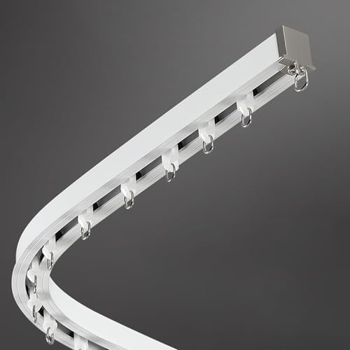 Vibeo Gardinenschiene Flexible Biegbare Vorhangschiene zur Deckenmontage, Verdeckte Vorhangschiene für Wohnzimmer Badezimmer Küche Schlafzimmer Wohnwagen, Anpassbare Länge(2.4m(7.9ft))