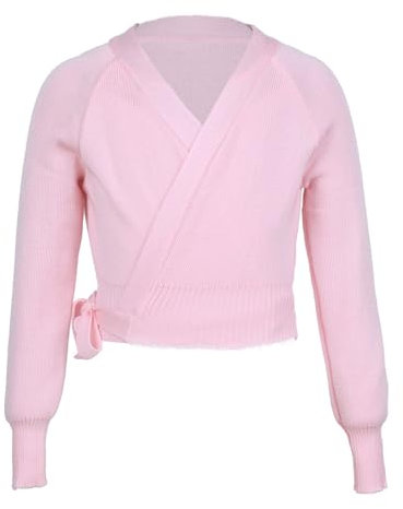 OZLCUA Ballett-Tanz Wrap Tops Mädchen Ballett Gymnastik Trikot Jacke Langarm Tanz Pullover Top Warme Mantel Kinder Tanz Kleidung Jacke Wrap Ballett Ballett Wickeljacke(140)