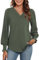 Neineiwu Bluse Damen Elegant Langarm Tops Lässig V-Ausschnitt Hemd Pullover Elegant Laternenärmel Oberteil,Olivgrün,XL