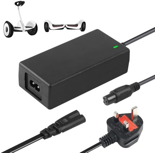 Vmxlso 42V 2A Electric Scooter Charger, Hoverboard Charger UK 3 Pin, Hoverboard Charger 42V, E Scooter Charger, Hoverboard Charger for Segway, Hausebell, Bluefin Ameritoy Powerboard WeeCoo Hoverboard