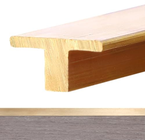 Barre de Seuil Laiton Barre Décorative de Joint de Plancher avec Surface Brossée, Moulure en T Cache Protecteur de Joint de Plancher pour Bois / Carrelage, Bande de Finition de Seuil Plat(12x6.3mm(0.4