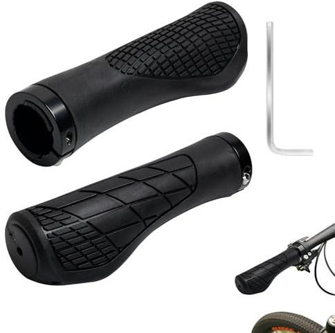 Knocery Puños Bicicleta Ergonómicos, Goma Antideslizante, Empuñadura Bicicleta, 22mm con Bloqueo de Aluminio para BMX/Montaña/Bici Plegables/Bicicletas Urbanas