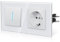 BSEED Enchufe y Interruptor,interruptor pared con Garfio,Basculante con Pilotitos LED,Panel de Vidrio,Seguridad Infantil,Fácil Instalación,E-Serie,1 Gang 1 Vía Con Enchufe,157mm Blanco
