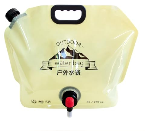 ECOOPTS Faltbarer Wasserbehälter mit Zapfhahn, Outdoor-Wasserbehälter, BPA-frei, lebensmittelechter Wasserkrug, faltbare Wasseraufbewahrungstasche für Camping, Wandern und Survival-Set, Sport, 8 l