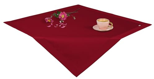 invitta Tischdecke Classic Elegance Bordeaux Mitteldecke 80x80 cm, Uni Glatt Elegant mit 5 cm Kuvertsaum Fleckabweisend mit Lotuseffekt 100% Polyester, O5 H200 2043
