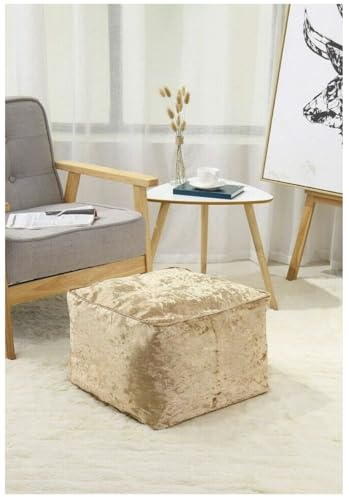 Crushed Velvet Bean Bags – Super Soft & Stylish Pouffes, Ottomans and Foot Rests for Any Room (Gold)