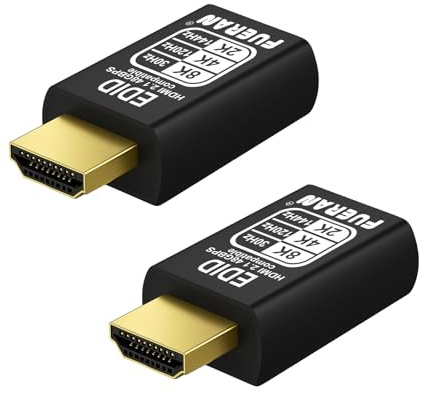 FUERAN Prise factice HDMI 2.1 8K/30 Hz 4K/120 Hz, émulateur d'affichage virtuel, prise factice Displayport 4K 120 Hz, adaptateur d'affichage fantôme sans tête, moniteur 8K EDID 3840 x 2160 @ 120 Hz
