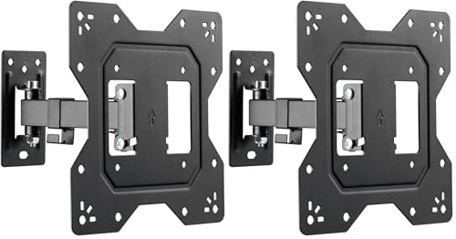 PureMounts Soporte de Pared para Monitor de TV, Soporte Universal inclinable y Giratorio, máx. VESA 200x200 mm, para Monitor de TV Plano y Curvo de 23-43 Pulgadas de hasta 30 kg, Negro (Paquete de 2)