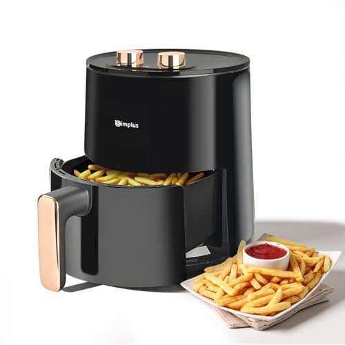 SIMPLUS Friteuse à Air, Airfryer avec 4L Capacité, 80-200° Contrôle de Température manuelle, RealAir Technologie, 60' Minuteur, 1300W, Noir