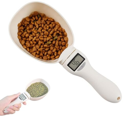 Digital Measuring Spoon Scale,LCD Screen,5 Units in 1,Detachable Spoon, 800g/250ml Capacity,High Accuracy for Pet Food Portioning, Baking & Cooking Ingredients (A)