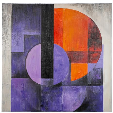 GILDE Bild Clune - quadratisch - geometrisches Motiv - Holz und Leinwand - lila - Höhe 100cm x Breite 100cm - strukturierte Oberfläche
