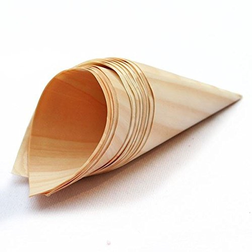 Kraftz® 50 Pc Eco-Friendly Bamboo Cones for Canapés, Appetizers & Desserts | Rustic Style, Large Size, 100ml Capacity