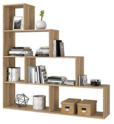 Habitdesign Estantería Decorativa, Librería Salon, Modelo Klum, Acabado en Roble Canadian, Medidas: 145 cm (Alto) x 145 cm (Ancho) x 29 cm (Fondo)