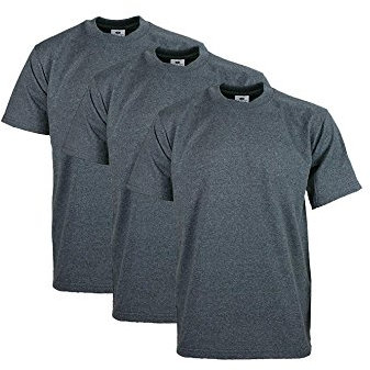 Pro Club Men's 3-Pack Heavyweight Cotton Short Sleeve Crew Neck T-Shirt, Charcoal, XXXXL