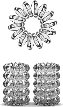 10er Set Spiral Haargummi - Haargummis für weniger Spliss und gebrochene Haare - Haargummi Spirale für feine Haarpartien - Telefonkabel Spiralhaargummi, transparent, 2.5 cm