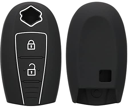 kwmobile Autoschlüssel Silikon Hülle kompatibel mit Suzuki Sport 2-Tasten Autoschlüssel Keyless Go - Schlüsselhülle in Schwarz Weiß