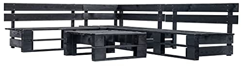 vidaXL Holz Garten Palettensofa 4-TLG. Palettenmöbel Sofa Ecksofa Lounge Sofagarnitur Sitzgarnitur Gartenmöbel Gartenset Gartenhocker In/Outdoor Schwarz