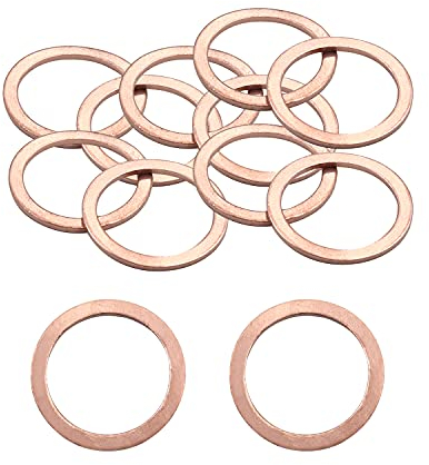 MroMax Rondella piatta in rame - M22 Guarnizione di tenuta rotonda metrica 2,2 cm ID x 2,8 cm OD x 0,2 cm Spessore Hardware Strumento di fissaggio per connessioni elettriche, 10 pezzi