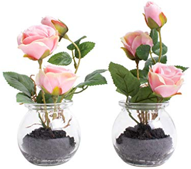 Nova-Nature künstliche Rosen im Glas (2 Stück) (rosa)