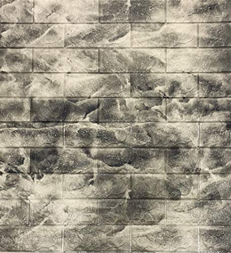 3D Tapete Wandpaneele Selbstklebend Ziegelstein Wasserdicht Wandaufkleber Tapete Wandpaneele selbstklebend Moderne Wandverkleidung in Steinoptik leichte Montage (10 Stück,Beige/Grau Marmor)