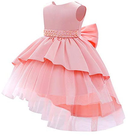 FYMNSI Vokuhila - Vestito da damigella d'onore, da principessa, elegante, per feste, compleanni, balli, Colore: rosa., 5-6 Anni