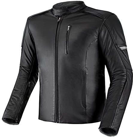 SHIMA HUNTER Chaqueta Moto Hombre | Cazadora moto hombre de cuero A+ vintage ventilado con CE espalda, hombros, codos protecciones, reforzado costuras dobles (Model 2022, Negro, 4XL)