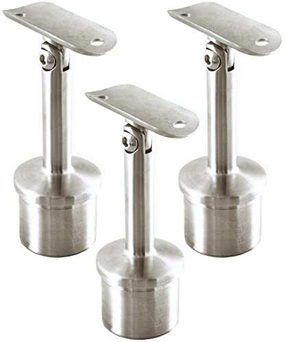 3 x Edelstahl Handlaufträger, mit Gelenk, Handlaufhalter für Pfostenmontage, V2A, für Ø 42,4 mm Handlauf