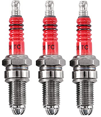 Doumneou 3 Stück D8Tc 3 Elektrode Zündkerze, Rennen Kerze 'Zündung, mit 3 Elektroden für CG 125 150 200 cc Cf250 Scooter