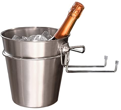 3pc Set Decorative Champagne Cooler with Holder Champagne Wine Beer Bottle Bucket with Stainless Steel Wine Chiller Holder