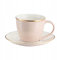 VILLA ITALIA CANDY Porzellan Tasse mit Untertasse in Beige-Rosa 220 ml - Kaffeetasse mit Unterteller, Cappuccino Tassen, Kaffeetassen, Teetasse, Cappuccino Tassen Mit Untertassen - Tassen porzellan