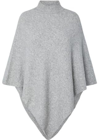 PIECES Pcfortuna High Neck Poncho Noos Bc, Medium Grey Melange,Einheitsgröße