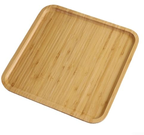 Bandeja de madera para servir, bandeja cuadrada para servir cocina, comida, vajilla, bodas, fiestas de cumpleaños, viajes de campamento (30 x 30 x 1,5 cm)