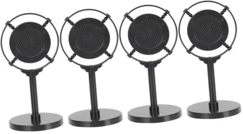 ibasenice 4pcs Simulated Vintage Style Microphone Model for Decor Photo Prop and Party Use Elegant Retro Mic Model for Live Streaming Home Decor and Themed Events