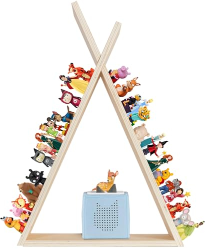 Todeco Tonie-Regal für Toniebox Hörfiguren, Magnetische Aufbewahrung für 70-80 Tonie, Wandregal und Schreibtischregal, Kinderregal für Mädchen & Jungen, Dreiecke