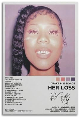szzmyo Poster Savage mit Aufschrift Her Loss, dekoratives Gemälde, modernes ästhetisches Leinwandposter, Schlafzimmer, Kunst, Wohnzimmer, Dekoration, Poster, 30 x 45 cm, ungerahmt, 21 Stück