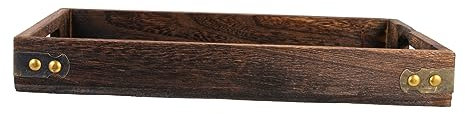 FUNOMOCYA Bandeja De Madera Maciza Estilo Vintage Rectangular Portavasos De Té Plato Multifuncional para Servir Bocadillos