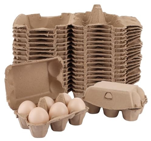 APACALI Confezione da 50 scatole per uova, 6 pezzi, in cartone con coperchio, con coperchio, scatola per uova con chiusura, scatole per uova, cartone per uova