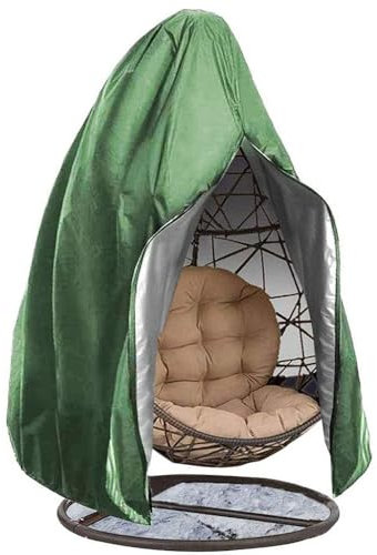 Hiseng Housse de Fauteuil Suspendu, Housse de Protection pour Fauteuil Oeuf Suspendu avec Ouverture à Glissière, Housse Fauteuil Suspendu Extérieur Jardin Etanche (115 * 190CM,Vert)