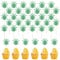 Molain 36Stück Ananasblatt Cupcake Topper, Tortendeko Geburtstag, Cupcake Topper Glitzernde Grüne Ananas Deko Tropische Muffin Topper für Poolparty Sommerparty Cake Dekoration Ananas-Themenfeste
