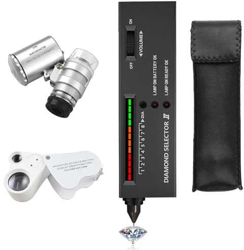 Penna professionale per tester diamantato, penna di prova elettronica del diamante con 2 pezzi 30X 60X lente di ingrandimento mini LED pieghevole