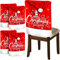 ZZQVIP Weihnachtsstuhlbezüge 4PCS Set, 65x50cm Stuhlhussen aus Samt mit weißer Weihnachtskugelfür Dekoration Weihnachten, Stuhlhussen für Zuhause oder Restaurant, Langlebig und Bequem