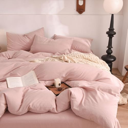 Nyescasa Housse de Couette 240x260 Rose Poudré Couleur Unie Moderne Parure de lit Adulte 2 Personnes en Microfibre Sets de Housses de Couettes avec Fermeture Éclair et 2 Taies d'oreiller 65x65 cm
