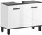 HOMCOM Mobile Sottolavabo per Bagno a 2 Ante con Ripiano Regolabile, Mobile Bagno Sottolavabo per Lavabi con Colonna, con Maniglia e Piedini Antiscivolo in Legno Truciolato, 80x34x60 cm, Bianco Lucido