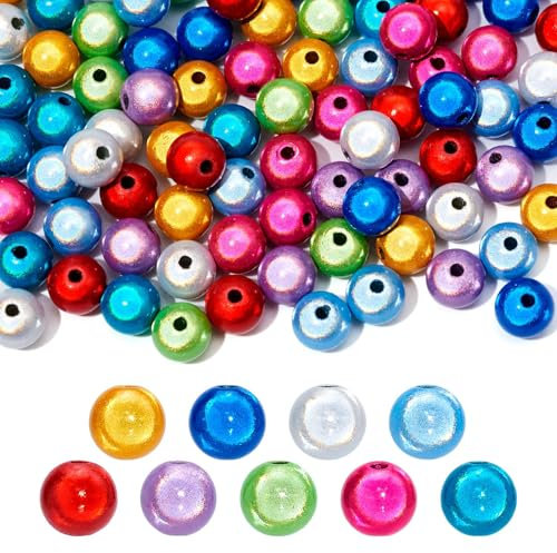 TenaLucy 60 Stück Wunderperlen,12mm Reflektierende Perlen 3D-Illusion Wunderperlen Miracle Beads Magic Perlen mit Loch Perlen für Armbänder Hübsch Unter Licht,für Schmuckherstellung (Mix Bunt)