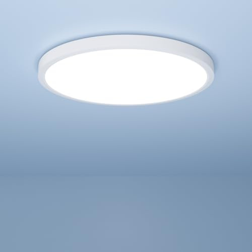 LUTW LED Deckenleuchte Flach, 18W 1850LM 6500K Kaltweiß, 1 Stück | Ultra Dünn Deckenlampe LED Rund, IP44 Wasserfest Modern Küchenlampe, für Badezimmer Schlafzimmer Wohnzimmer Flur, 220*17MM